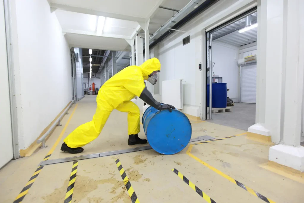 Arbeiter in einem kontaminierten Arbeitsbereich